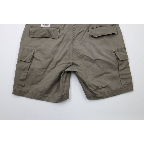 Vintage 90s Streetwear Mens 36 Faded Above Knee Cargo Shorts Green Cotton USA - Picture 10 of 13